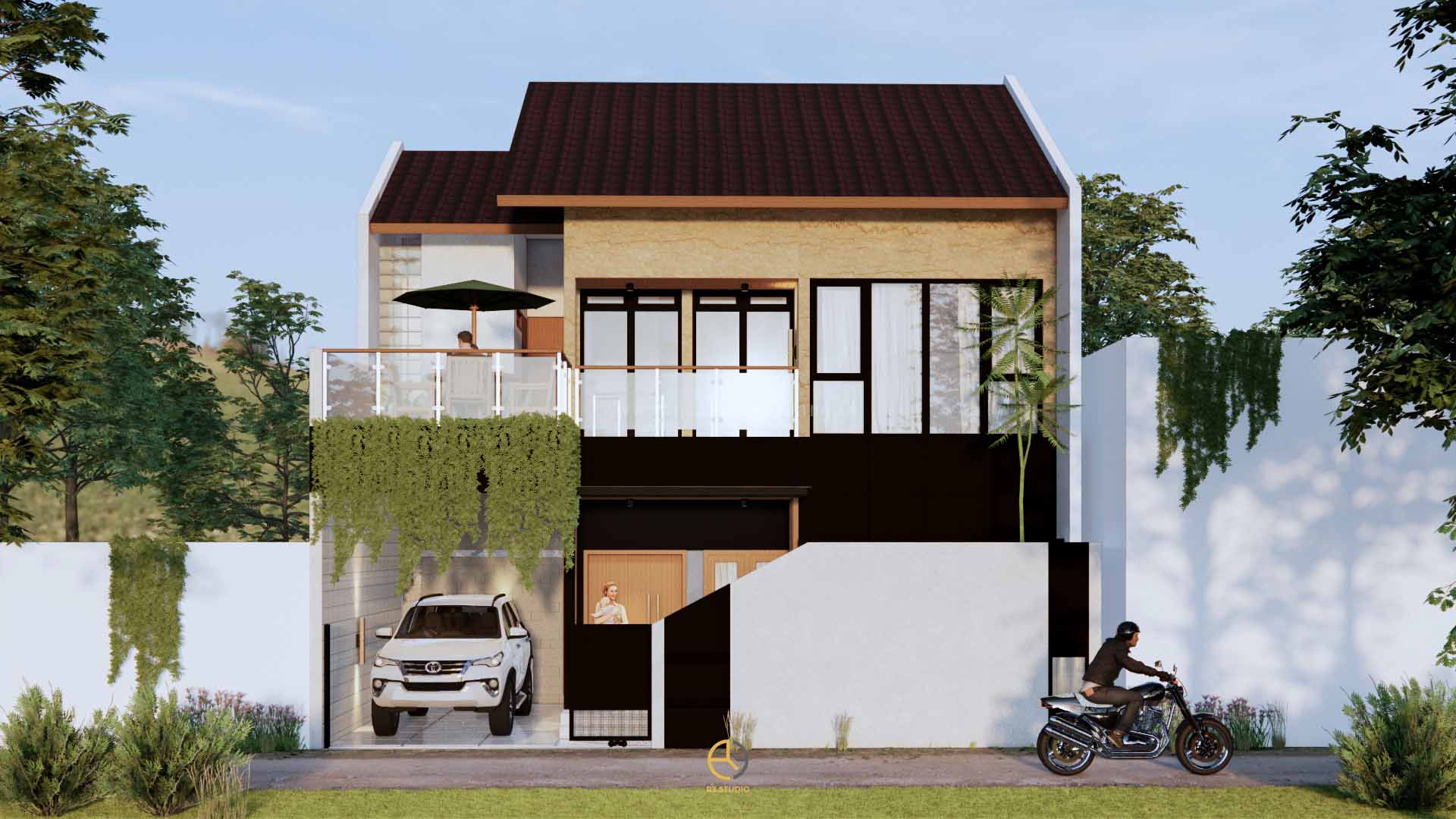 Rumah 2 Lantai Modern Kontemporer Semi Industrial di Sleman Yogyakarta